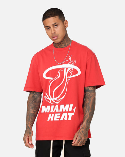 Mitchell & Ness Miami Heat XL Logo One Colour T-Shirt Faded Red
