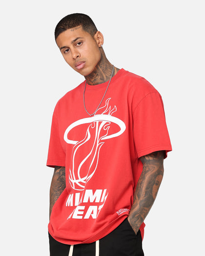 Mitchell & Ness Miami Heat XL Logo One Colour T-Shirt Faded Red