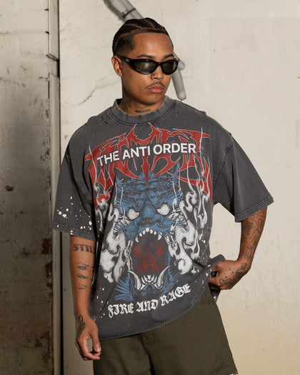 Loiter X The Anti Order Anti Human Tour Vintage T-Shirt Vintage Charcoal