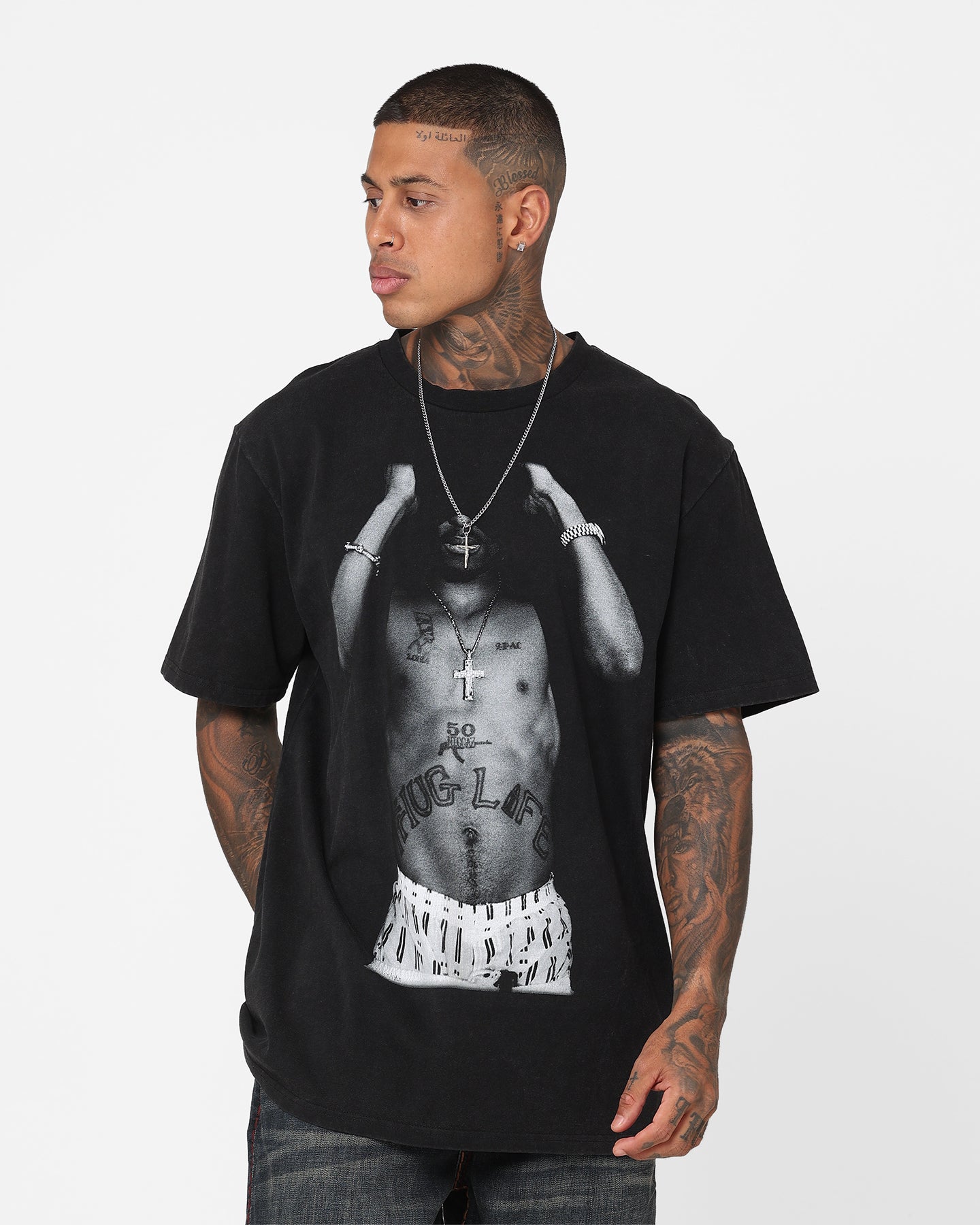 Tupac Thug Life T-Shirt Washed Black | Culture Kings