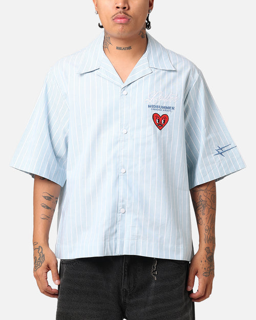 Loiter Studio Cropped Button Up Shirt Light Blue
