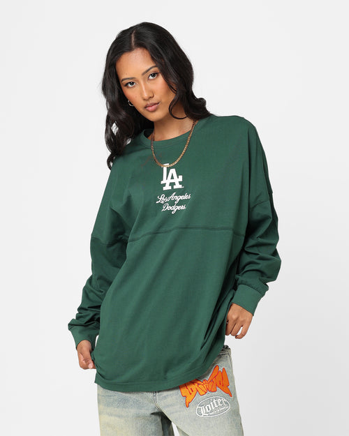Majestic Athletic Women's Los Angeles Dodgers Animal Oversized Hiri Long Sleeve T-Shirt Dark Cedar