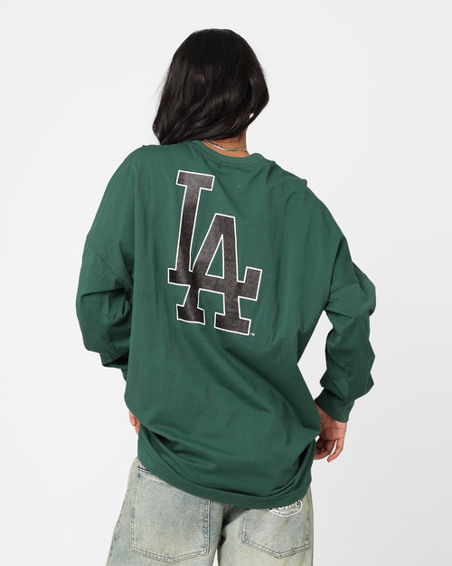 Majestic Athletic Women's Los Angeles Dodgers Animal Oversized Hiri Long Sleeve T-Shirt Dark Cedar