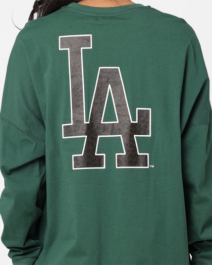 Majestic Athletic Women's Los Angeles Dodgers Animal Oversized Hiri Long Sleeve T-Shirt Dark Cedar