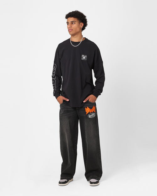 Majestic Athletic Las Vegas Raiders Checker Badge Long Sleeve T-Shirt Faded Black