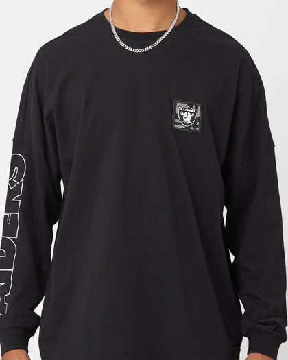 Majestic Athletic Las Vegas Raiders Checker Badge Long Sleeve T-Shirt Faded Black