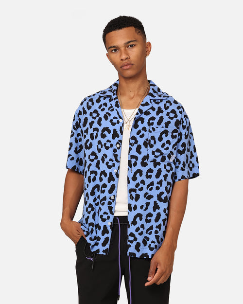 Carre Leo Short Sleeve Button Up Shirt Purple/Black