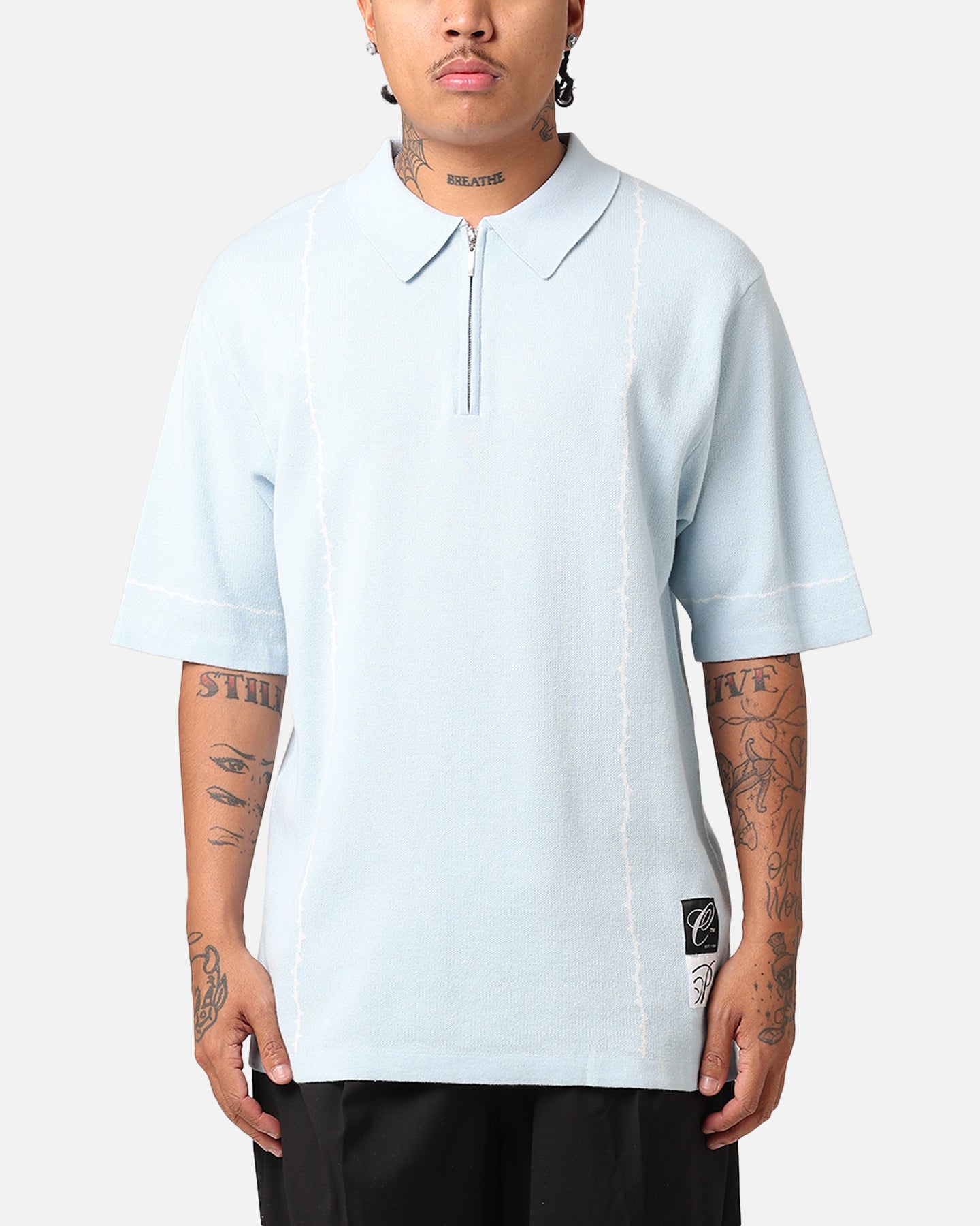 Carre Thorny 1/4 Zip Polo Shirt Light Blue | Culture Kings