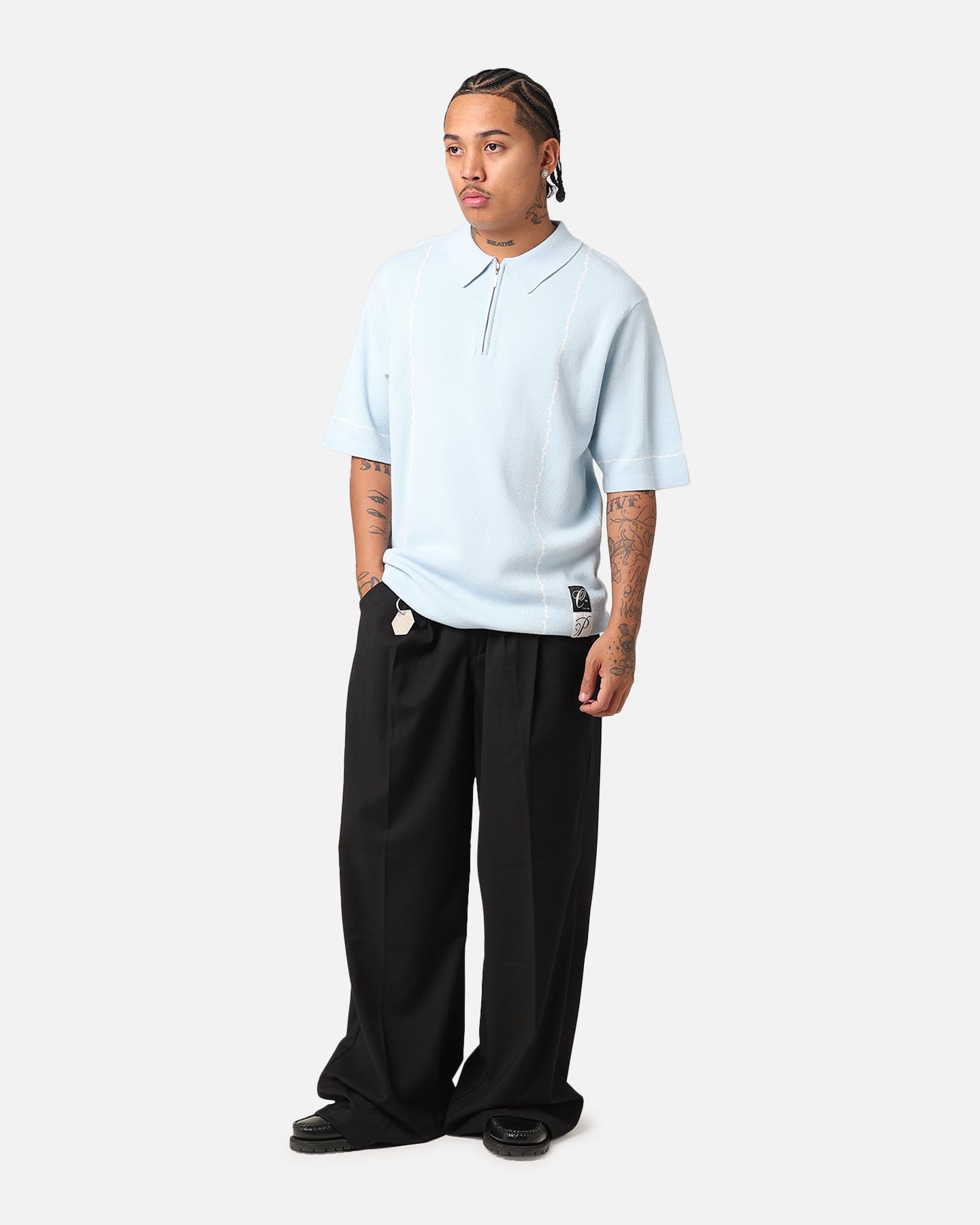 Carre Thorny 1/4 Zip Polo Shirt Light Blue | Culture Kings