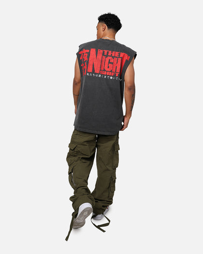 The Night Shift Dog Muscle T-Shirt Black Wash