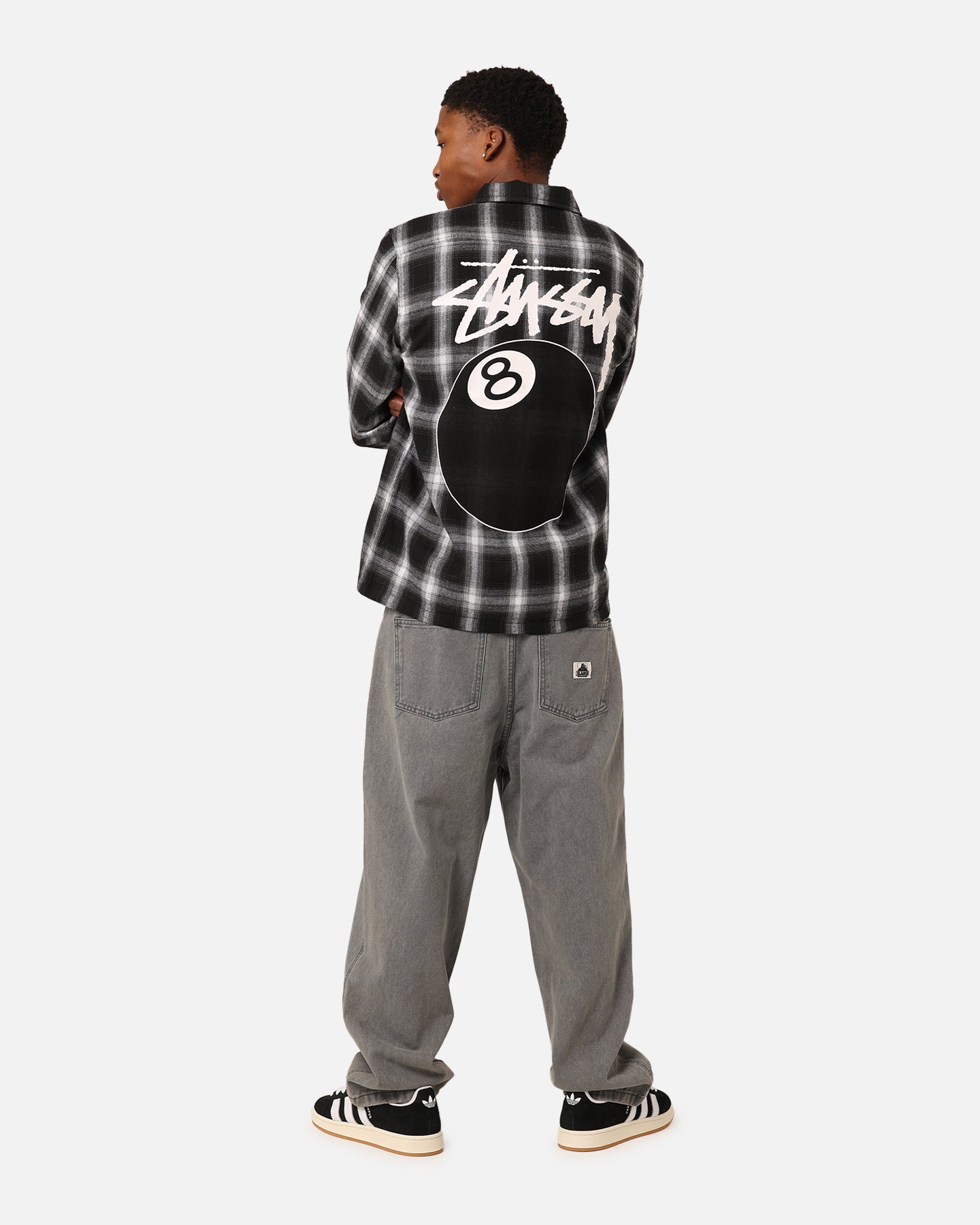 Stussy 8 Ball Checkered Zip Jacket Black | Culture Kings