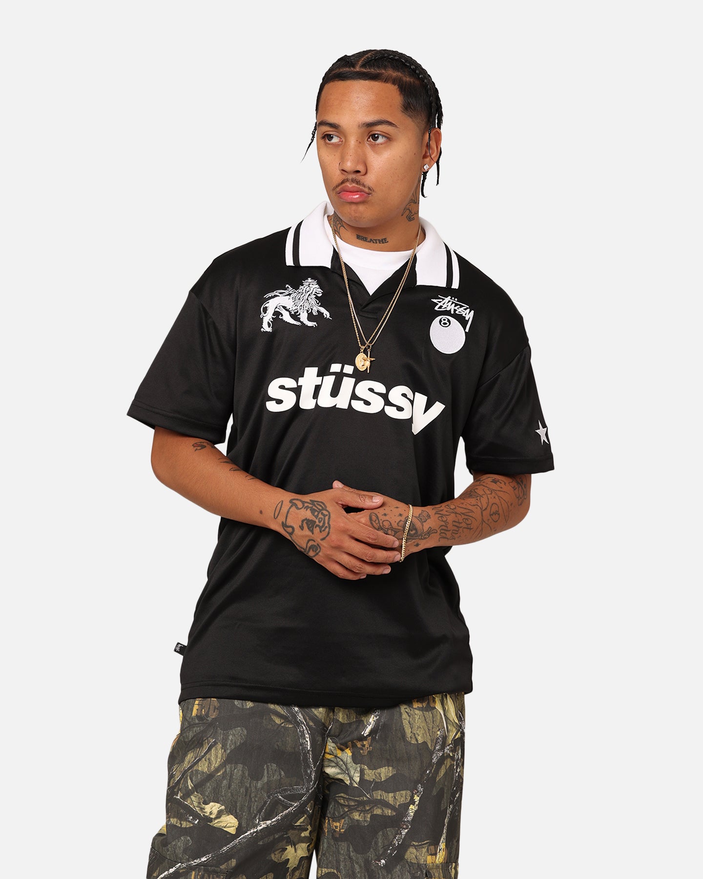 Stussy Football Polo Shirt Black | Culture Kings