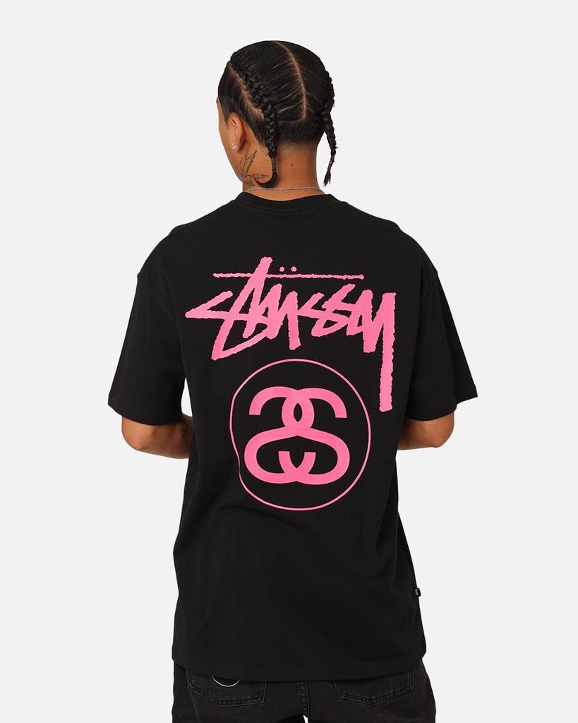 Stussy SS Link T-Shirt Black/Pink | Culture Kings