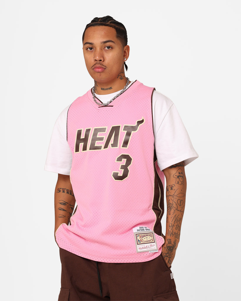 Miami Heat Pink Jersey In Game Mitchell Ness Miami Heat Dwyane Wade Brown Sugar Bacon Swing