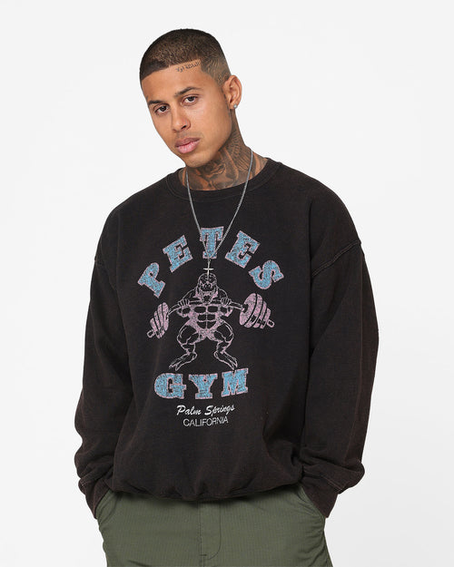 American Thrift Pete's Gym Vintage Crewneck Black