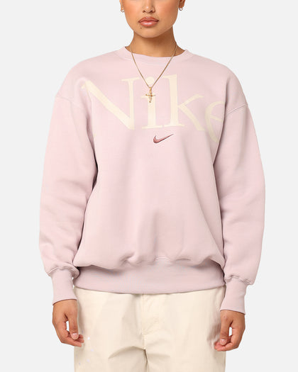 Nike Women's Sportswear Phoenix Fleece Oversized Logo Crewneck Platinum Violet/Light Orewood Brown/Smokey Mauve