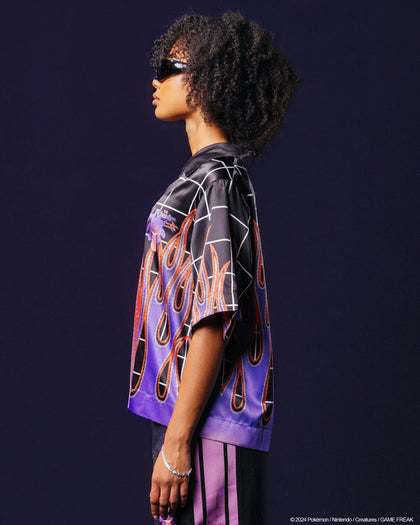 Pokémon By Loiter Gengar Split Button Up Shirt Black/Purple