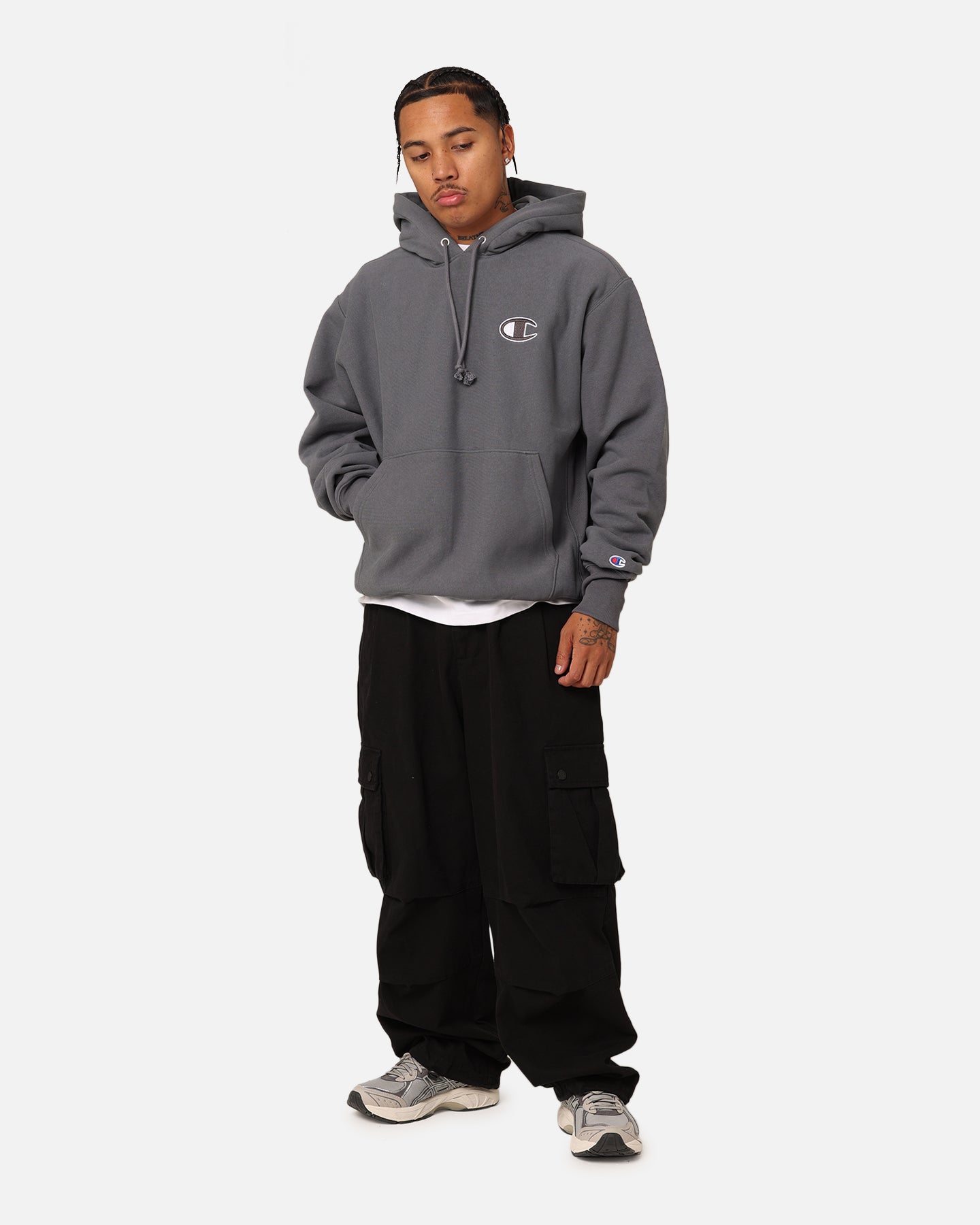 Champion Reverse Weave Big C Hoodie Medium Gray | Culture Kings