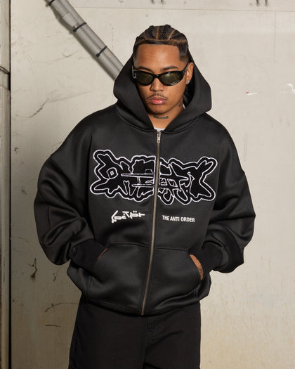 Loiter X The Anti Order Zip Hoodie Black