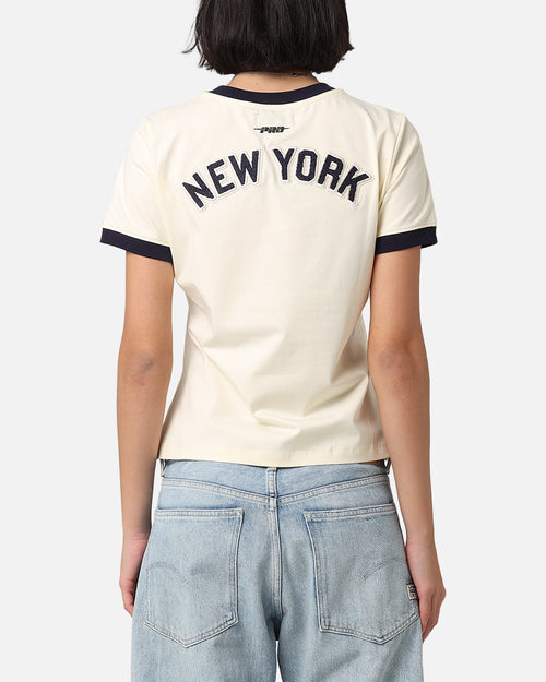 Pro Standard Women's New York Yankees Retro T-Shirt Eggshell/Midnight Navy
