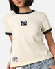 Pro Standard Women's New York Yankees Retro T-Shirt Eggshell/Midnight Navy