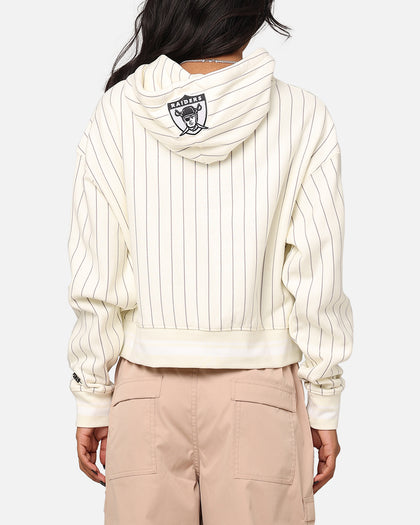 Pro Standard Women's Las Vegas Raiders Fleece Cropped Pullover Hoodie Eggshell/Grey