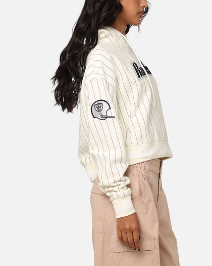 Pro Standard Women's Las Vegas Raiders Fleece Cropped Pullover Hoodie Eggshell/Grey
