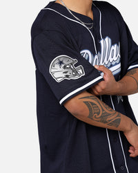 Pro Standard Dallas Cowboys Mesh Button Down Jersey Midnight Navy