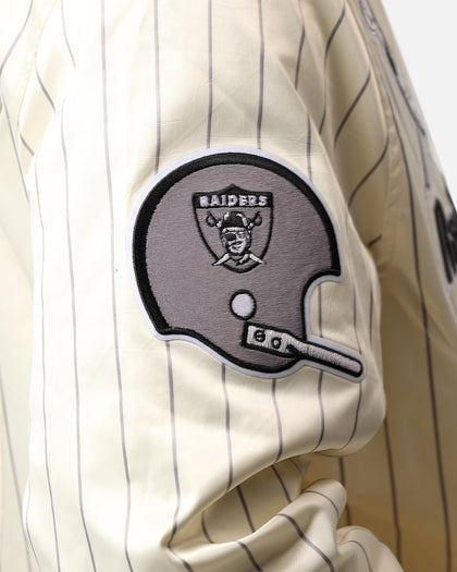 Pro Standard Las Vegas Raiders Pinstripe Satin Jacket Eggshell/Yellow