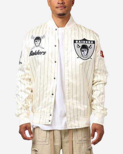 Pro Standard Las Vegas Raiders Pinstripe Satin Jacket Eggshell/Yellow