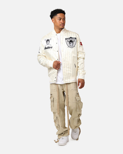 Pro Standard Las Vegas Raiders Pinstripe Satin Jacket Eggshell/Yellow