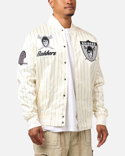 Pro Standard Las Vegas Raiders Pinstripe Satin Jacket Eggshell/Yellow