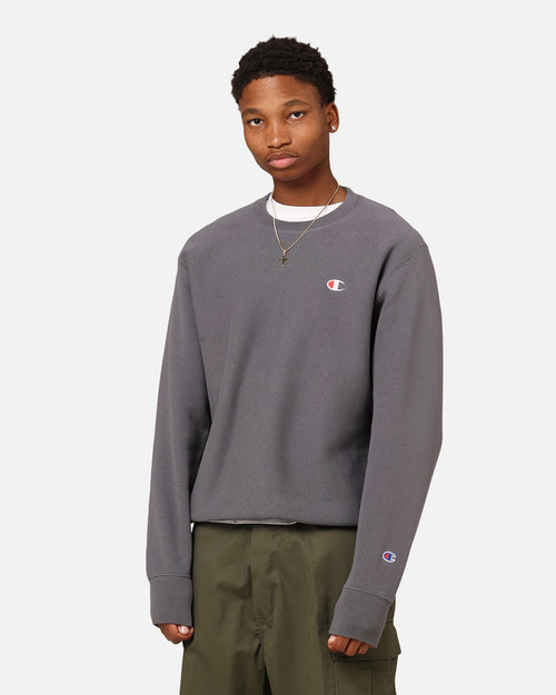 Champion Reverse Weave Small C Crewneck Grey Ocean