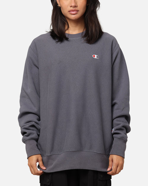 Champion Reverse Weave Small C Crewneck Grey Ocean