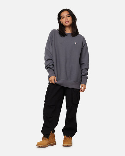 Champion Reverse Weave Small C Crewneck Grey Ocean