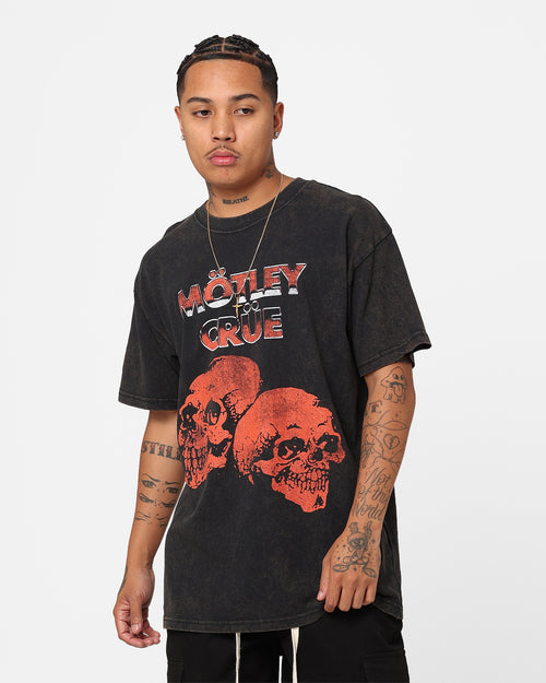 Motley Crue Red Skulls T-Shirt Black Wash