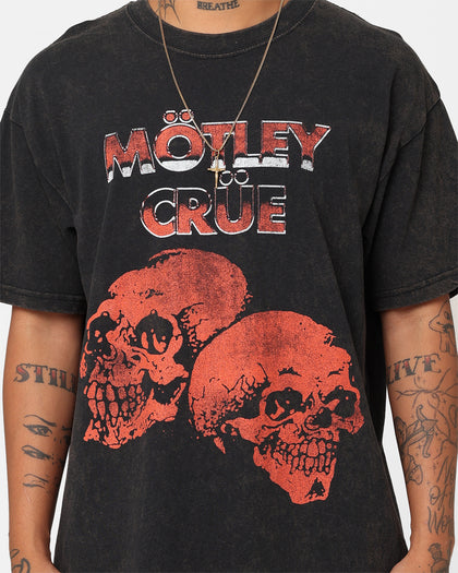 Motley Crue Red Skulls T-Shirt Black Wash