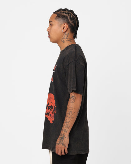 Motley Crue Red Skulls T-Shirt Black Wash