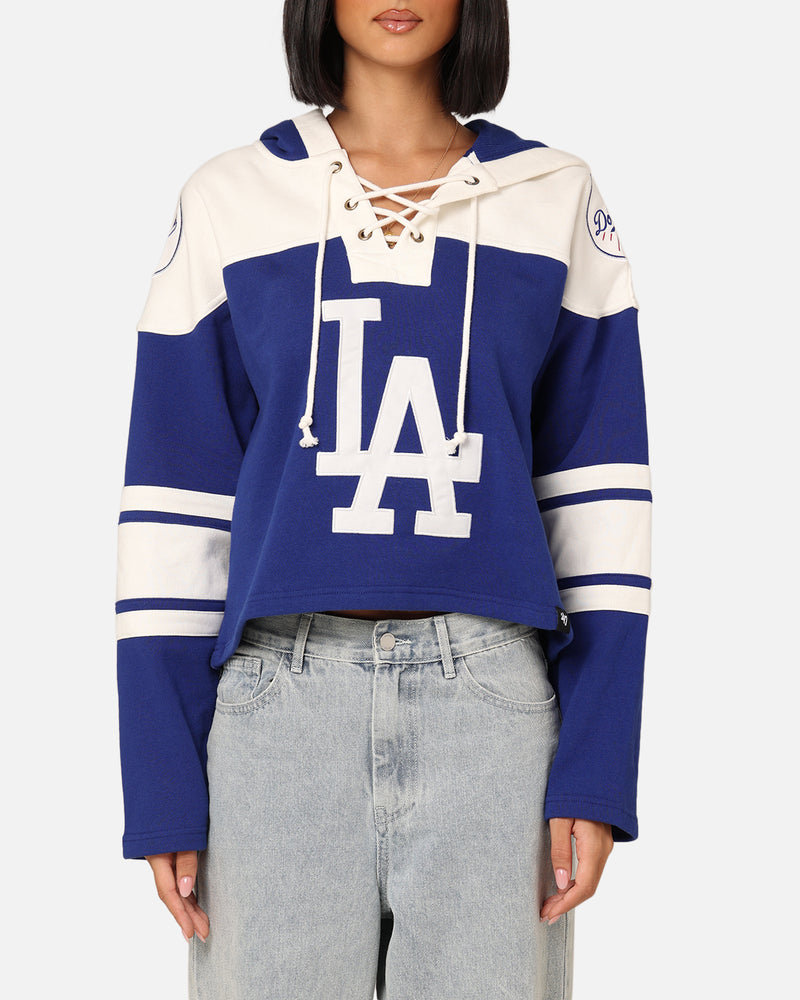47 Brand Women's Los Angeles Dodgers Cropped Lacer Hoodie Royal