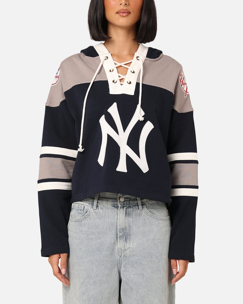 47 Brand Women's New York Yankees Cropped Lacer Hoodie Fall Navy