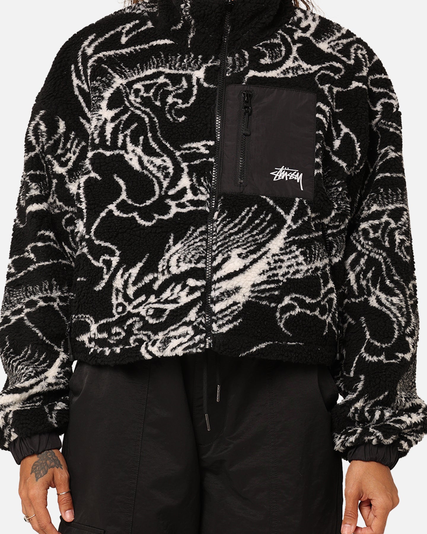 Stussy Women's Dragon Reversible Work Jacket Black | Culture Kings