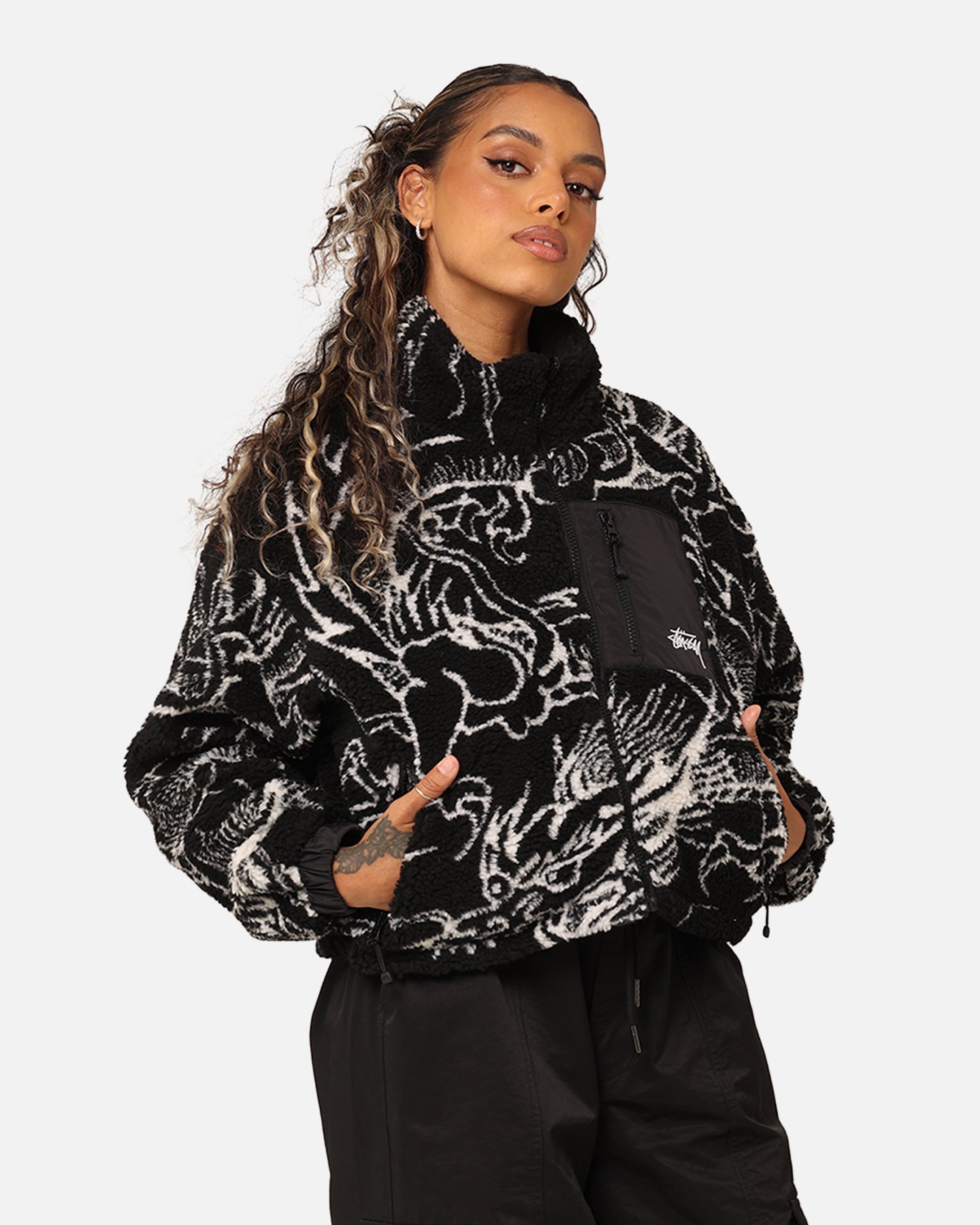 Stussy Women's Dragon Reversible Work Jacket Black | Culture Kings