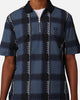 Fred Perry Glitch Tartan Zip Neck Polo Shirt Midnight Blue