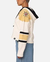 47 Brand Women's Vegas Golden Knights Cropped Lacer Hoodie White Wash