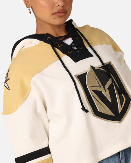 47 Brand Women's Vegas Golden Knights Cropped Lacer Hoodie White Wash