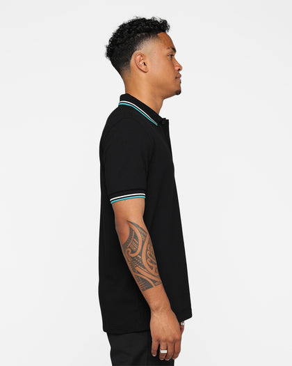 Fred Perry Twin Tipped Polo Shirt Black/Silky Peach/Deep Mint