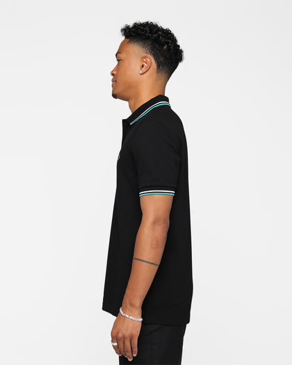 Fred Perry Twin Tipped Polo Shirt Black/Silky Peach/Deep Mint
