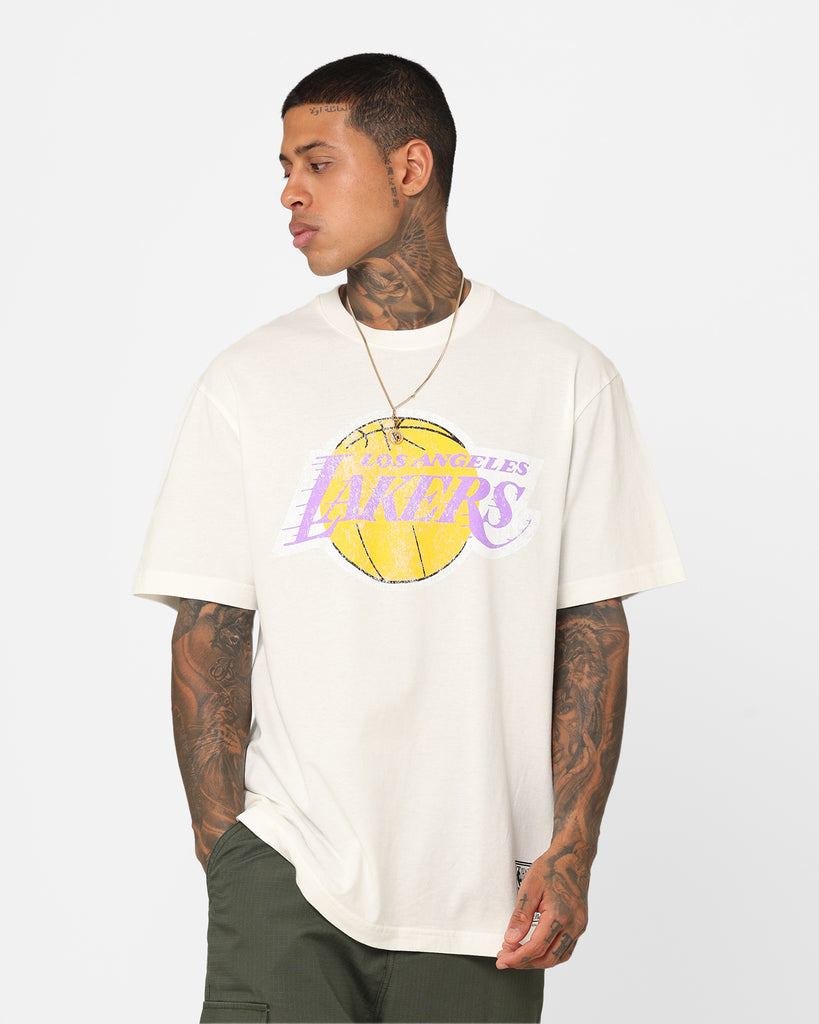 Mitchell & Ness Los Angeles Lakers Oversized Logo T-Shirt Vintage Whit ...