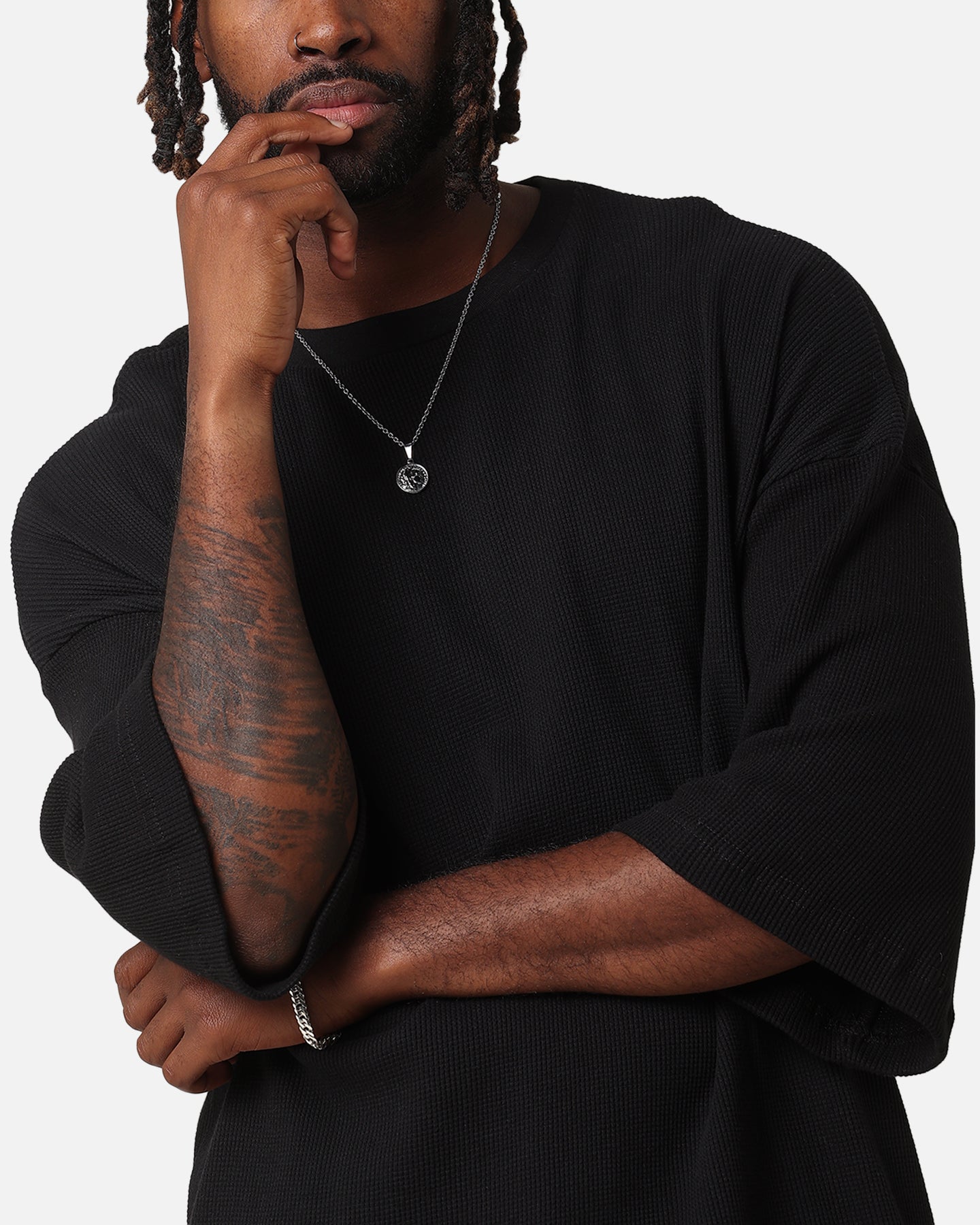 XXIII Waffle Midsleeve T-Shirt Black | Culture Kings