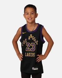 Nike Kids' Los Angeles Lakers Lebron James City Edition 2023/24 Swingman Jersey Black